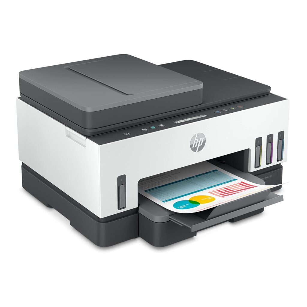HP Smart Tank 750 All-in-One Auto Duplex WiFi Colour Printer with ADF, Print, Scan & Cope for Office with ADF, Multicolor